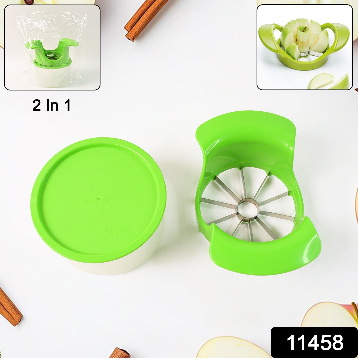 Apex Apple Cutter with Container – Unbreakable ABS Body & Stainless Steel Blades Apex Apple Cutter with Container – Unbreakable ABS Body & Stainless Steel Blades